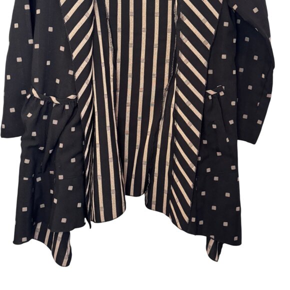 IC By Connie K black and tan Art To Wear patterned open front cardigan size S - Picture 3 of 10